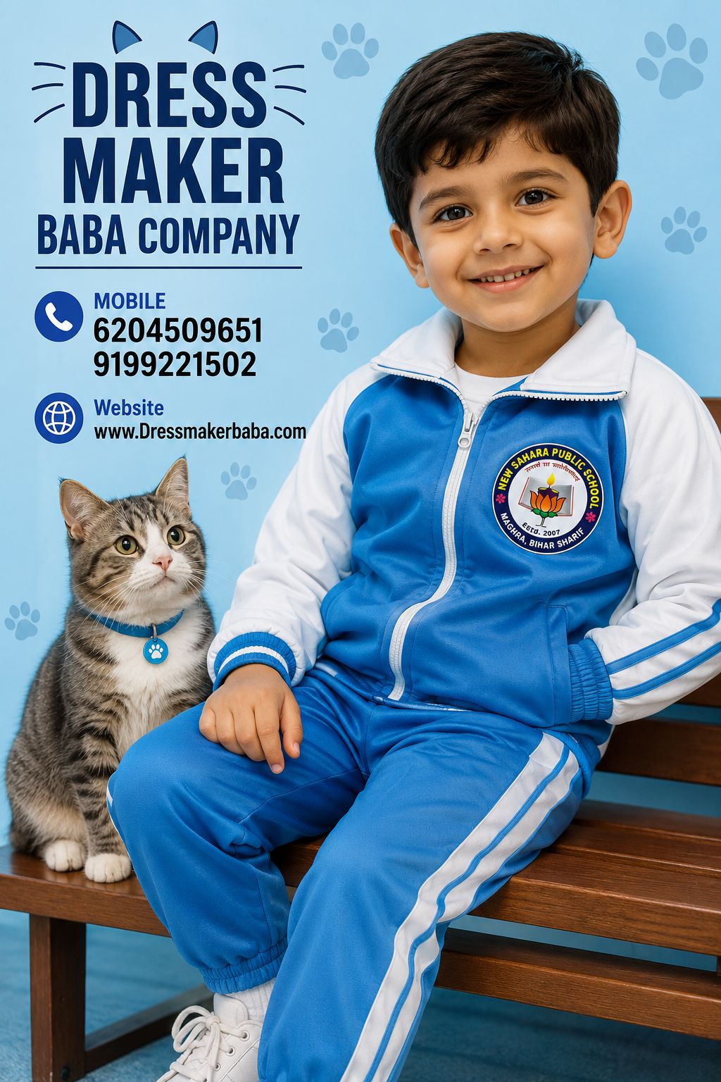 Light blue shirt uniform with navy tie