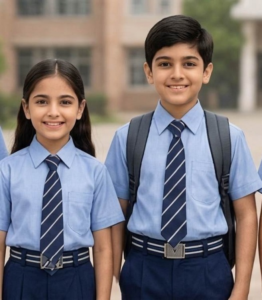 Students wearing Dress Maker Baba Company school uniforms